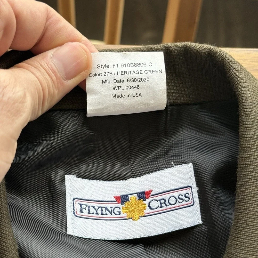 FLYING CROSS AGSU Uniform Coat Belted Men's SZ 46 R Heritage Green UNHEMMED